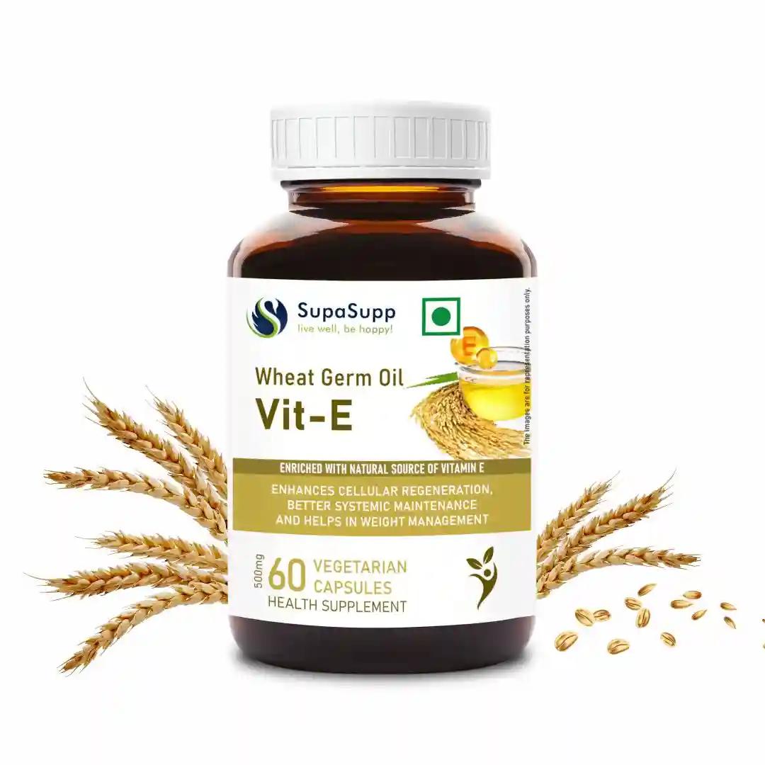 Sri Sri Tattva Supa Supp Wheat Germ Oil Vit - E 60 Veg Cap, 500 Mg - Enhances Cellular Regeneration, Better Systemic Maintenance And Helps In Weight Management | Vitamin E | Health Supplement