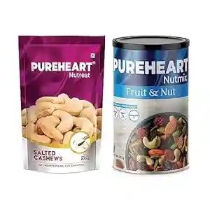 PUREHEART Salted Cashew (200 gm) and Nutmix Fruit & Nuts Combo Set (Cashews, Almonds, Raisins, Figs) (230 gm) Nutritious, Delicious & Crunchy Panchmeva, Ideal Gift for Everyone