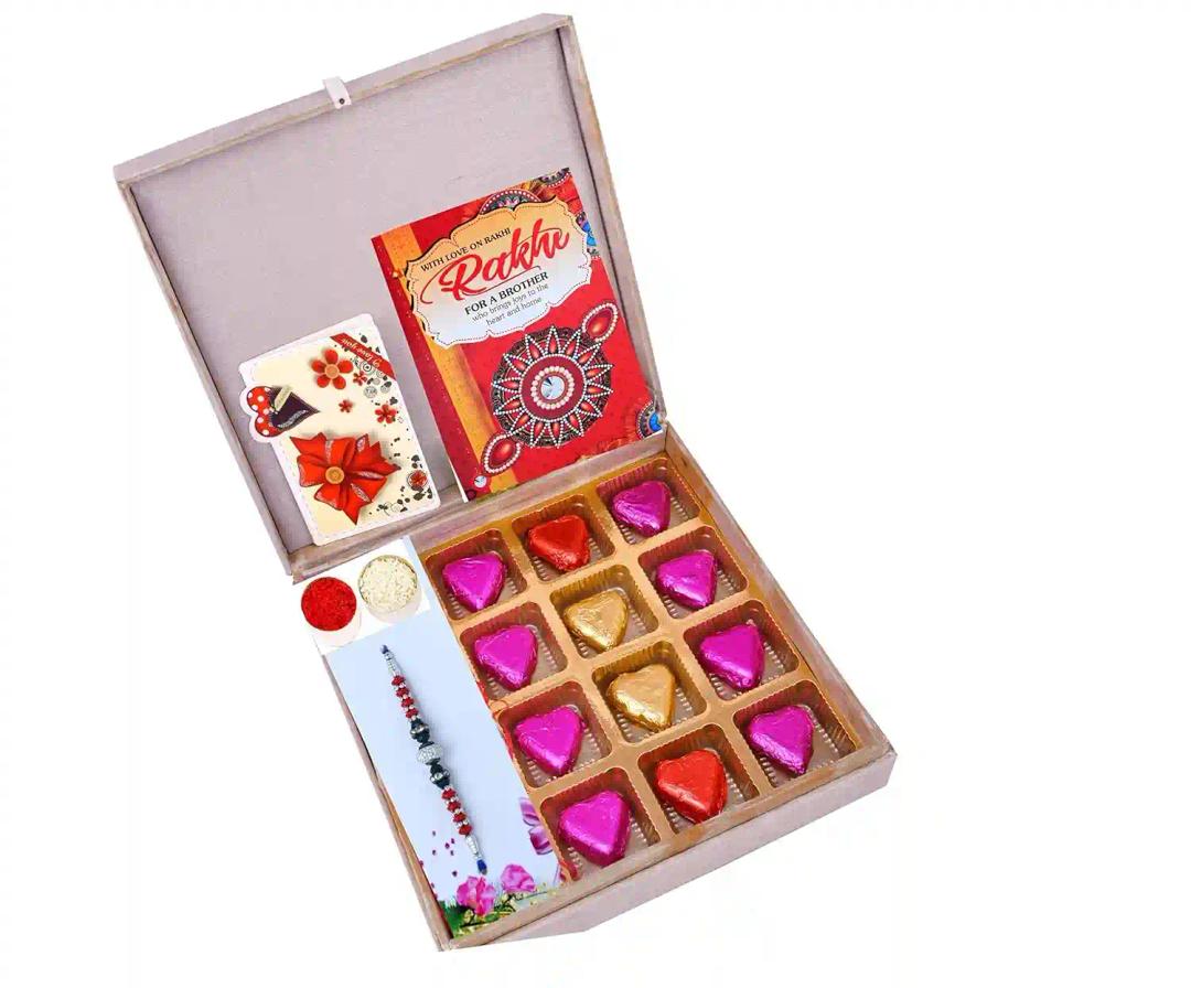 MANTOUSS Rakhi For Brother With Gift/Rakhi For Brother With Chocolate-Rakhi For brothers Chocolate Box+Roli,Chawal+Rakhi Greeting Card