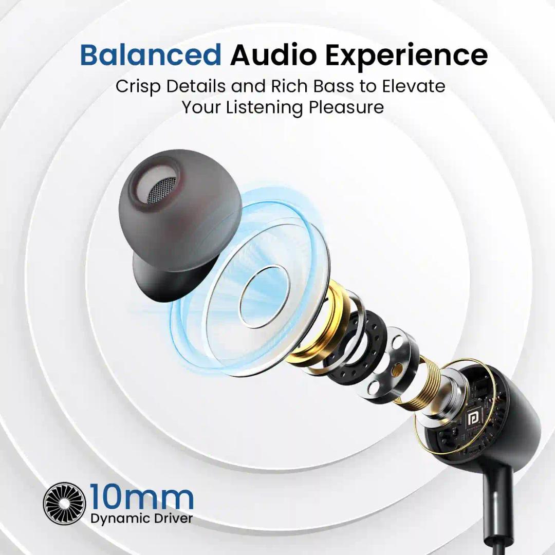 Portronics Harmonics Z10 In Ear Bluetooth Headphone With Mic, 35Hour Playtime,10mm Driver, Magnetic Earbuds, Voice Assistant, Bluetooth 5.3V, IPX4 Water/Sweat Resistance, Type C fast Charging(Black)