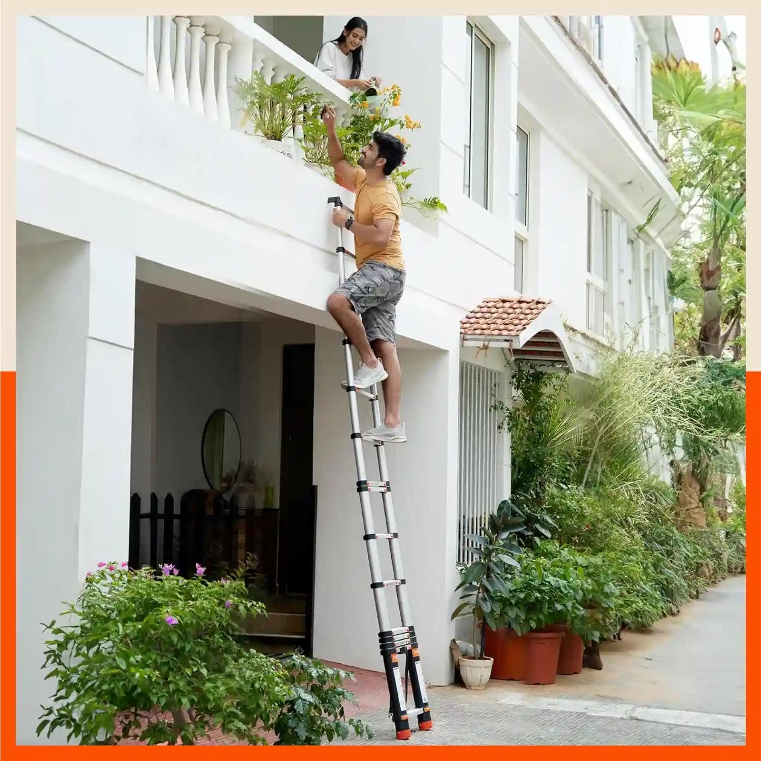 Bathla X-TEND 6.5 ft Aluminium Telescopic Ladder | Made in India