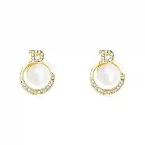 Circular Stud Pearl and Diamond Earring