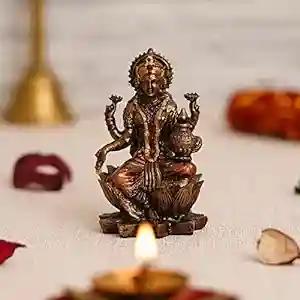 WEBELKART Premium Cold Cast Resin Laxmi Ji Idol Statue for Home and Office Decor| laxmi ji murti for Home and Diwali Pooja Decorations| Diwali Puja Idols (3.2 Inches, Bronze Finish)