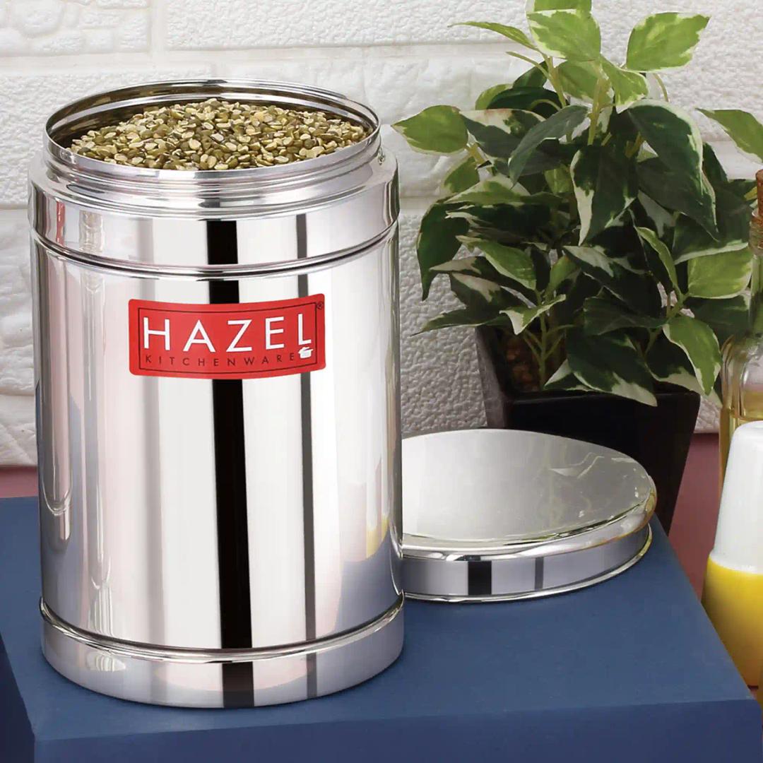 HAZEL Stainless Steel Container Set | 800 ml Set of 2 Steel Container For Kitchen Storage Set | Air Tight Containers For Kitchen Storage | Ideal For Storing Rice, Cereal, Pulse, Snacks.