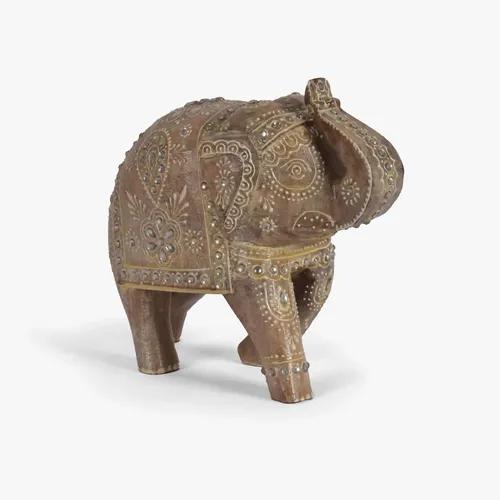 CASA DECOR Wooden Jodhpur Tale- Fortune Elephant for Showpiece Enhance Your Home, Office Table Decorative & Gift Article, Animal Showpiece Figurines