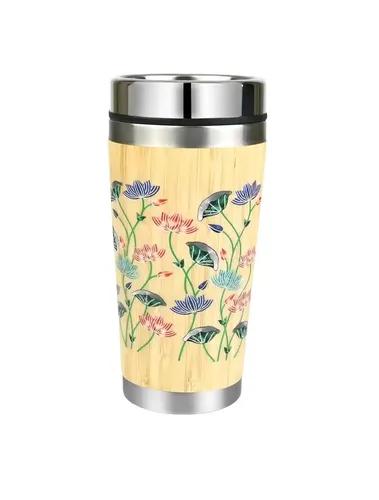 CORNER ART STORE Bamboo Stainless Steel Tumbler with Lid and Without Handle I Bamboo Stainless Steel I Artisanal Craftsmanship | Sustainably Designed with Hot & Cold Insulation | Leak and Sweat Proof I Equipped for Effortless Use | Ideal for Home, Office, Gym, Travel, Professionals and Gifting |450 ML | Enchanted Bamboo Blossom  Collection | Eco-Friendly