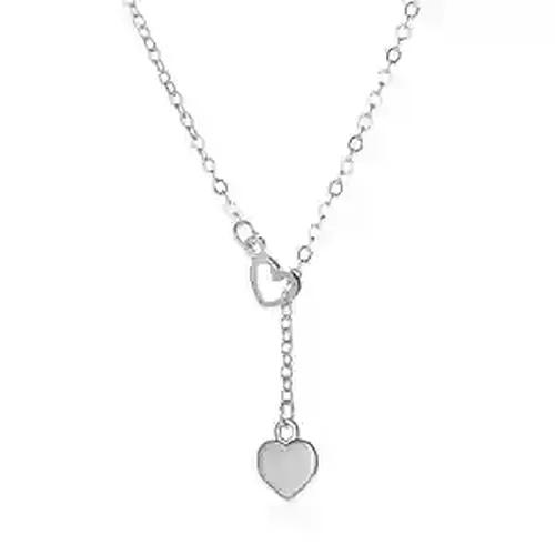 Double Heart Style Pendant Neckpiece Silver Plated