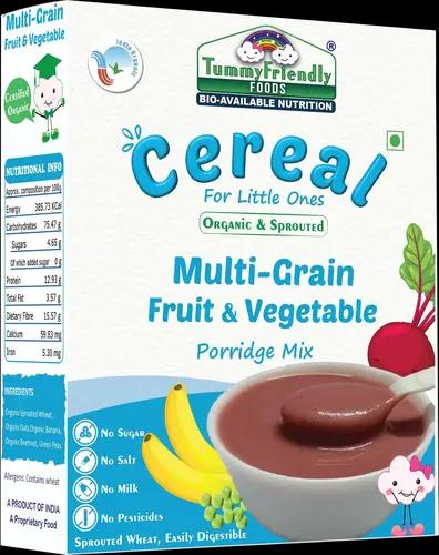 Tummyfriendly Foods Certified Organic Sprouted Multigrain Fruit Vegetable (Sprouted Wheat, Oats, Banana, Beetroot, Green Peas) Porridge Mix | Organic Baby Food For 8 Months Old | Made Of Sprouted Whole Wheat | 200G Cereal (200 G, 8+ Months)