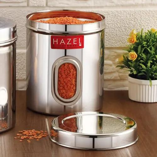 HAZEL Stainless Steel Transparent Kitchen Storage Containers with Air Tight Lid