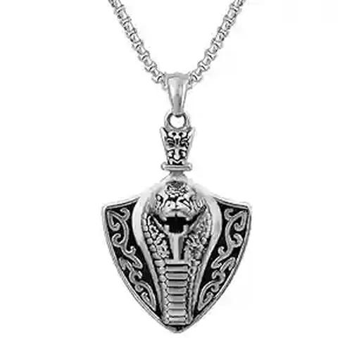 Snake Face Design Pendant with Silver Chain