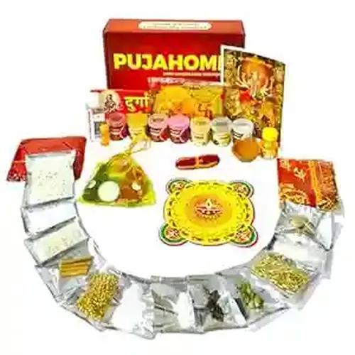 Pujahome Navratri Puja Samagri Kit/Navdurga Puja Kit for Durga Pujan | Navratri Poojan Kit | Ghat sthapna Poojan Kit| Maa Laxmi-Ambe-Durga(15 Items)