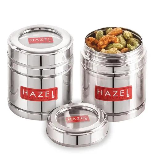 HAZEL Steel Coffee Container with Transparent Lid | Transparent Lid Coffee Powder Storage Box For Kitchen |Food Grade Steel Kitchen Container