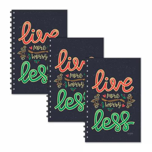 Live More Worry Less Motivational Diary - Pack of 3