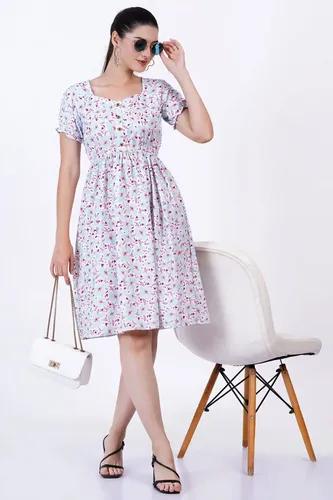 Floral Print Knee Length Dress for Women