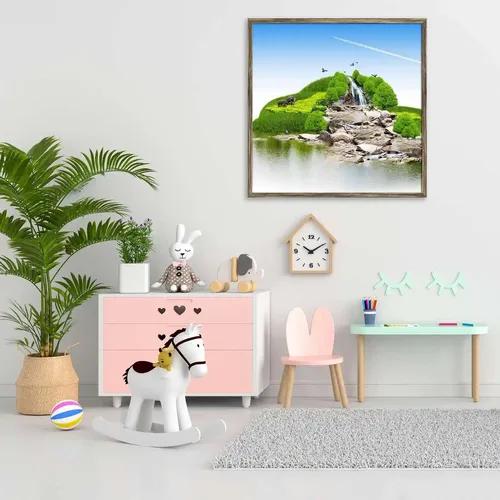 ArtzFolio Island With Vegetation & A Waterfall | Premium Canvas Painting for Bedroom & Living Room