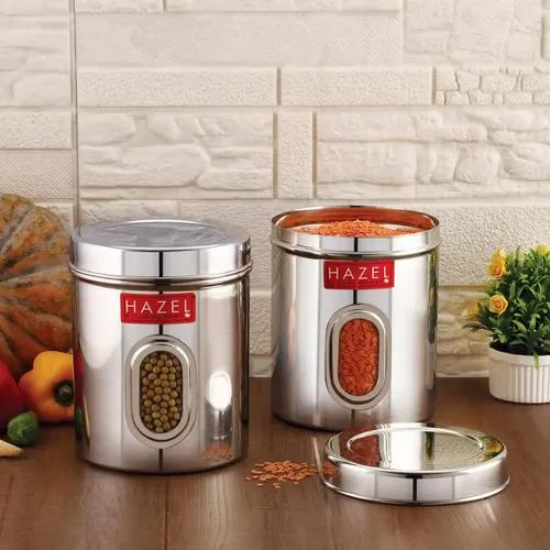 HAZEL Stainless Steel Transparent Kitchen Storage Containers with Air Tight Lid