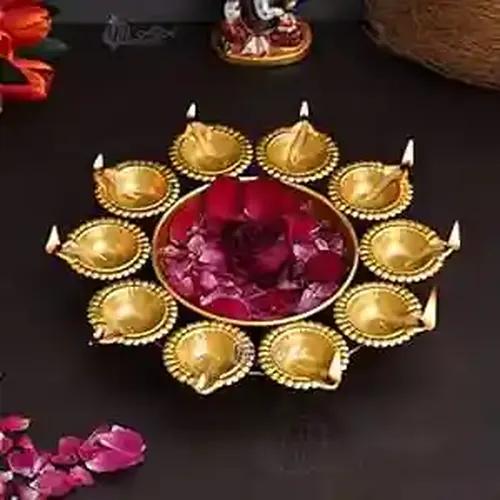 Dartistry Decorative Bowl/Metal Diya Decorative Items,Home Decor Items - Diwali Decorations for Home