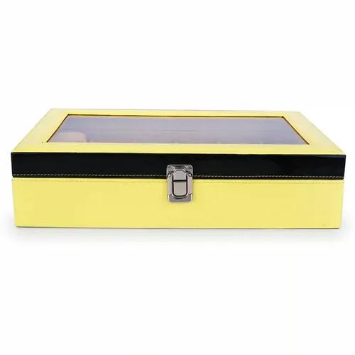 LEDO PU Leather Watch Box Organizer Case in 12 slots of Watches with Transparent Display Look