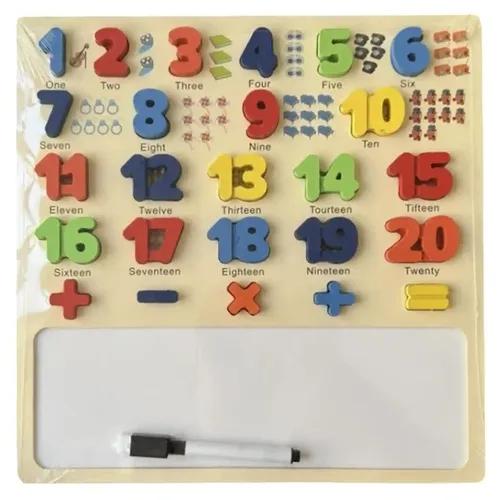 1 to 20 Numeric and Maths Equations Addition, Subtract, Multiplier and Divide Shapes Puzzle for Kids & Toddlers Educational Tool Wooden with White Drawing Board (Pack of 1)