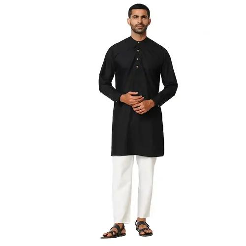 Indivisual Men's Solid Carbon Black Kurta