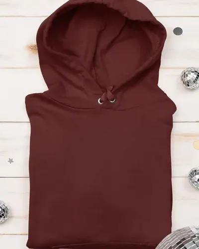 Men's Solid Color Fleece Lined Cotton Hoodie/ Winter Collection /  Maroon