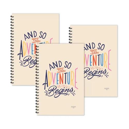 Adventure Begins Motivational Ruled Diaries - Pack Of 3