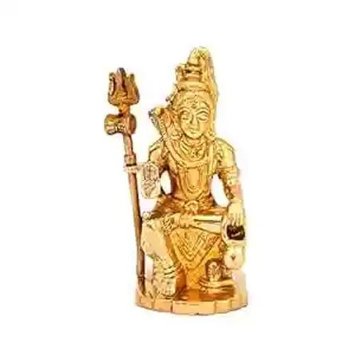 ALODIE- Brass Gold Plated Load Shiv, Bholenath ,Mahadev or Sitting Shankar ji Idol, Shiv Idol for Car Dashboard Mandir Pooja Murti shivji murti Temple Puja Home Decor Office Showpiece