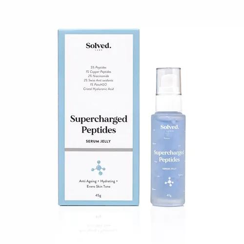 SOLVED LABS Supercharged Peptides Serum | 1% Copper Peptides, 5% Peptides, 2% Niacinamide & Cristal Hyaluronic Acid for Hydration | Anti-Ageing, Radiance-Boosting | Smooths Fine Lines, Evens Skin Tone, Promotes Collagen | Suitable For All Skin Types - Men & Women | 45 ml