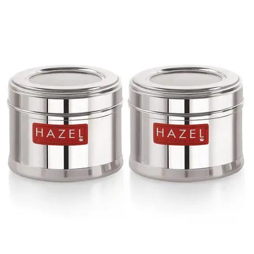 HAZEL Masala Box for Kitchen with Airtight Lid | Stainless Steel Top See Through Storage Containers for Kitchen Air tight