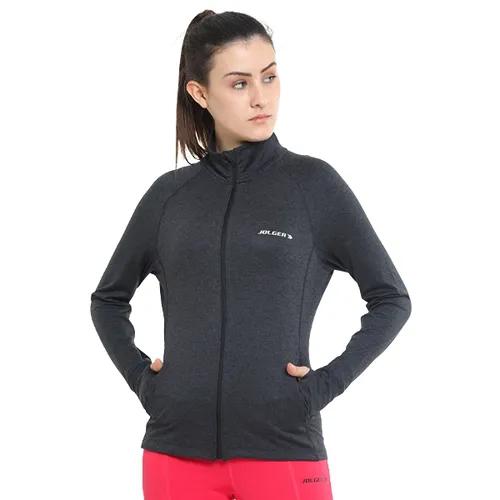 Summer High Neck Gym Full Zip Jacket For Women - Black