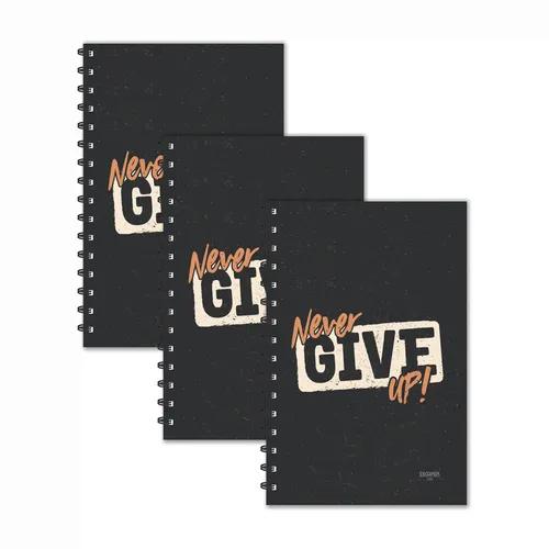 Never Give Up Motivational Diary With Quotes - Pack Of 3