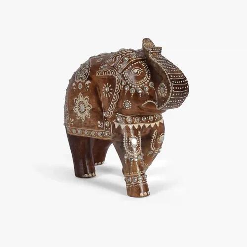 CASA DECOR Wooden Jodhpur Tale- Majestic Elephant for Showpiece Enhance Your Home,Office Table Decorative & Gift Article,Animal Showpiece Figurines