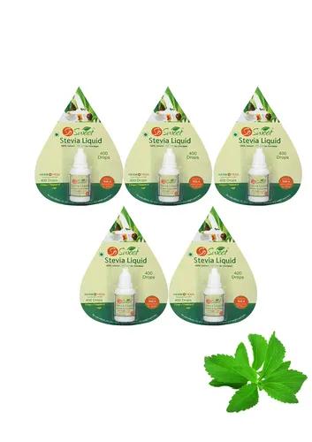 So Sweet Stevia Liquid Sugar Free Natural Zero Calorie Sweetener (Pack of 5, 2000 Drops - 400 Drops Each)