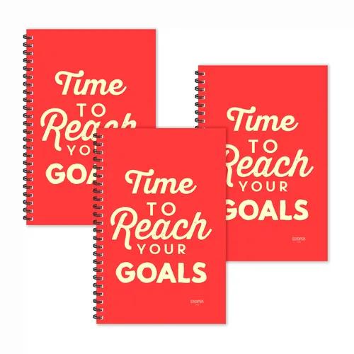 Time to Reach Your Goals Motivational Ruled Diaries - Pack Of 3