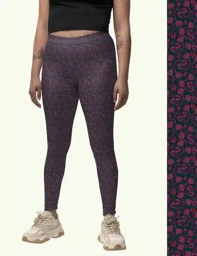 Midnight Magic - Printed Athleisure leggings for women with side pocket attached