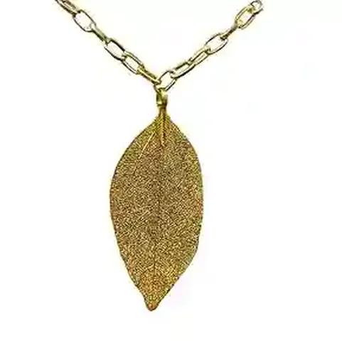 Gold Plated Leaf Shaped Pendant with Chain