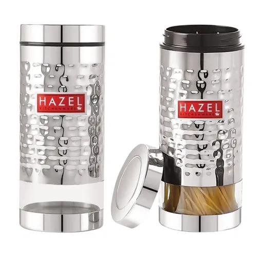 HAZEL Stainless Steel Hammered Finish Transparent Glossy See Through Container