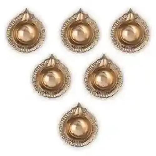 ALODIE - Lotus Brass Diyas for Home Decoration - Lotus Diyas for Pooja Room - Brass Deepam for Puja Decoration Items - Small Lotus Diya Brass Gift Items for Return Gifts - Decoration Diya Set of 6