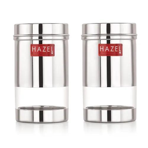 HAZEL Fridge Organizer Kitchen Containers set | Refrigerator Storage Containers | Stainless Steel See Through Storage Containers | Container for Kitchen Storage