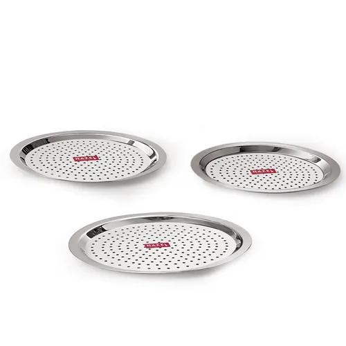 HAZEL Stainless Steel Cover Lid with Holes| Steel Cover Lids For Utensils |Steel Cover Hole Chiba for Tope, Kadhai, Pan, Pots, Set of 3