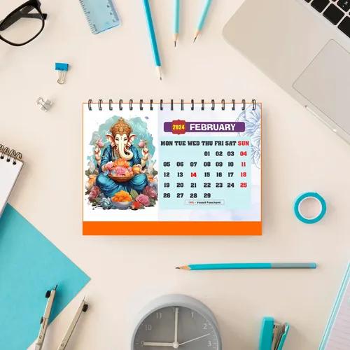 ESCAPER Lord Ganesha Standing Flip Desktop Calendar 2024