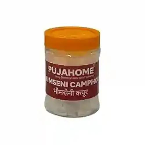 Pujahome Bhimseni Pure Camphor Kapoor Zero Residue Kapur with Fragrance for Pooja Kapooram Tablets for Puja Aarti Havan Kapur Goli (50g, Pack of 2)