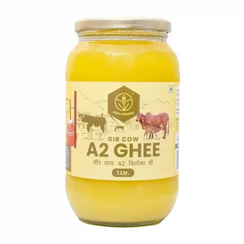 Shiva Organic A2 Gir Cow Ghee - 1000 ML l Desi Ghee I Organic Grass Feed l Hand Churned I Traditional Method (1 l)