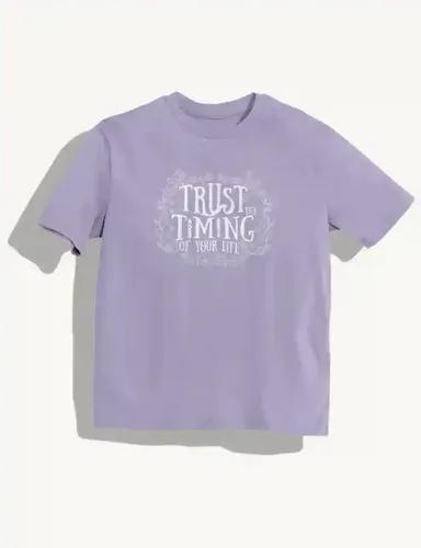 Trust the timing of your life  Unisex Oversized T-shirt - Lavender