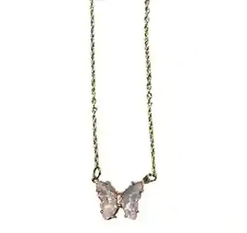 Light Pink Buterfly Pendant with Chain