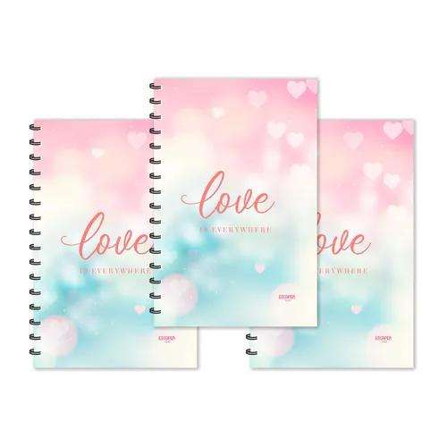 Love Sparkle Hearts Design Ruled Diaries - Pack Of 3