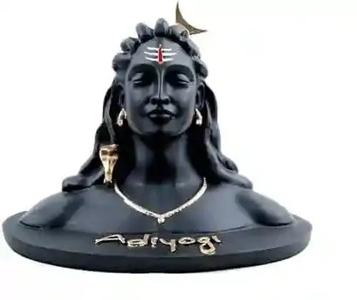 Mostos Matte Black Color Showpiece Idol Gift, Car Dashboard Statue - Showpiece Idol Statue for Car Dashboard, Gift (Large) (Flower, Mala Not Included), Resin