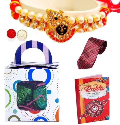 Mantouss Rakhi For Brother With Chocolate/Premium Chocolate With Rakhi For Brother/Rakhi Combo-Lord Krishna Rakhi+Chocolate Box+Rakhi Greeting Card