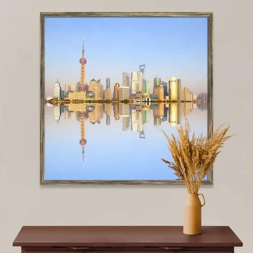 ArtzFolio 2012 Shanghai City Skyline At Dusk | Premium Canvas Painting for Bedroom & Living Room