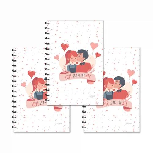 Love Is In The Air Couple Design Ruled Diaries - Pack Of 3